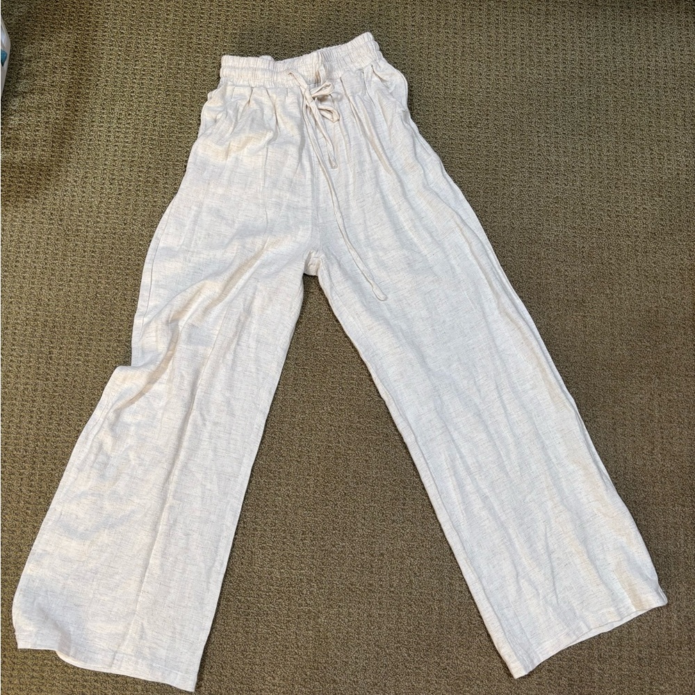 SHEIN Cream Casual Wide-Leg Pants